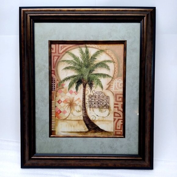 Kirkland's Harlequin Palms Wall Art Brown & Gold 24x20 Frame Vintage DP# 063113